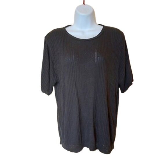 Black Short Sleeve Acrylic Knit Shirt XL - Picture 1 of 3